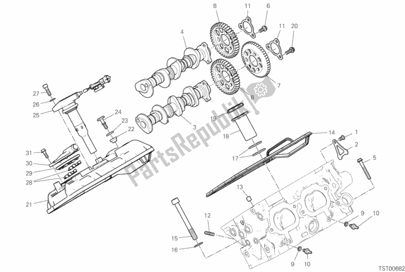 All parts for the Rear Head - Timing System of the Ducati Streetfighter V4 S Thailand 1103 2020